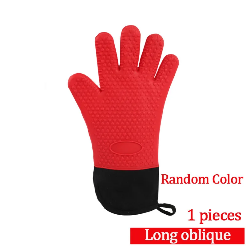1pc red 2 шт пищевые толстые термостойкие силиконовые перчатки барбекю гриль перчатки Кухня барбекю печь кулинарные рукавицы выпечка, гриль перчатки - Цвет: 1pc red