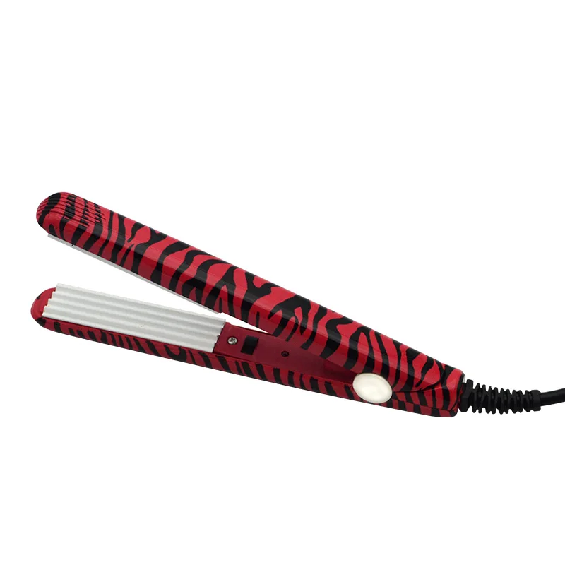 red zebra curly WENYI, миниатюрные вьющиеся волосы, керамическая плойка, гофрированный утюжок для волос, стильные инструменты, объемные щипцы для завивки волос с EU Plu - Цвет: red zebra curly