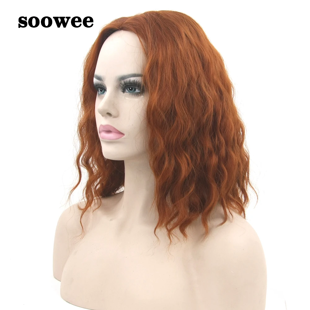 Soowee синтетические волосы темно красные Косплэй парик вьющиеся короткие Для