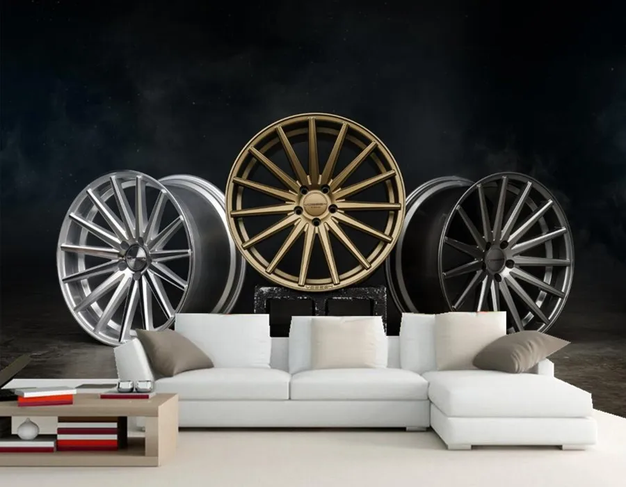 3d обои на три колеса для фотосъемки заказ бара телевизора гостиной дивана стены