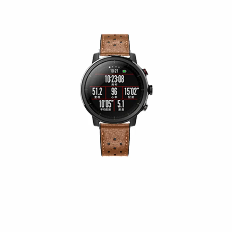 Для оригинальных Xiaomi Huami Amazfit Stratos 2 pace ремешок из натуральной кожи Смарт-часы браслет с монитором сердечного ритма ZZQing