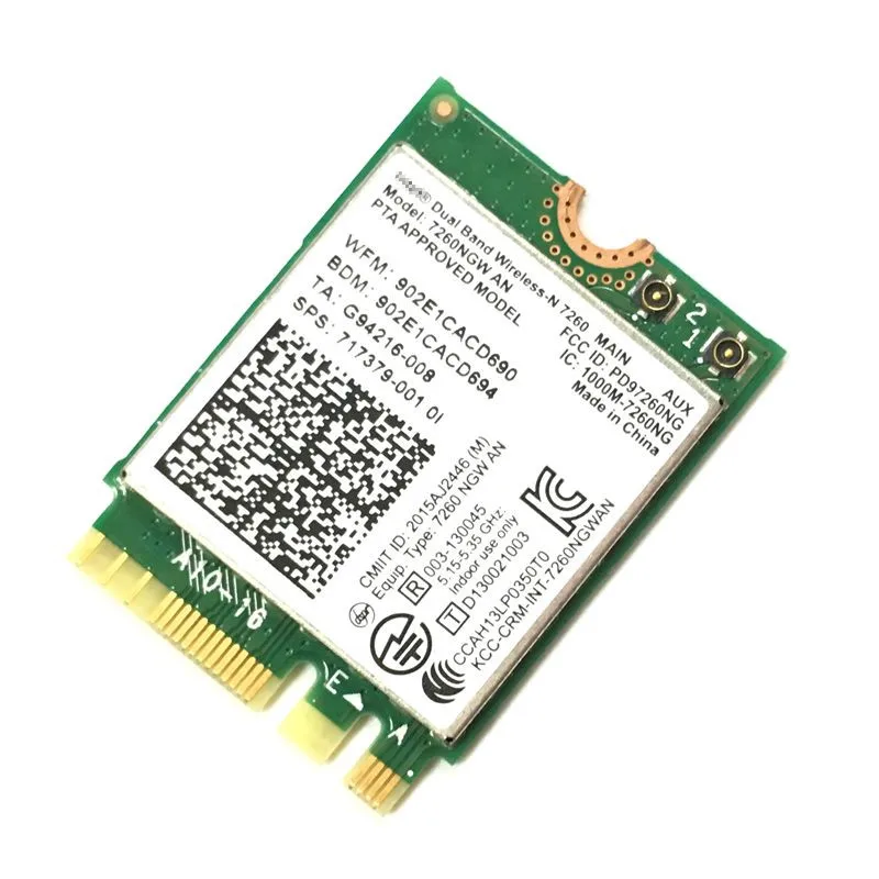 Двухдиапазонная Беспроводная Intel N 7260NGWAN 7260NGW 7260AN 300mbps + BlueTooth4.0 NGFF PCIe wifi
