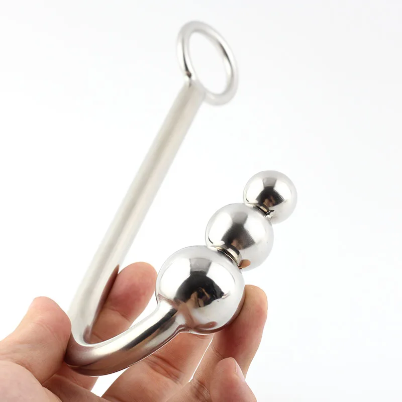 BEEGER Beaded Anal Hook Top Quality Stainless Steel with 3 balls Metal Plug hook | Красота и здоровье