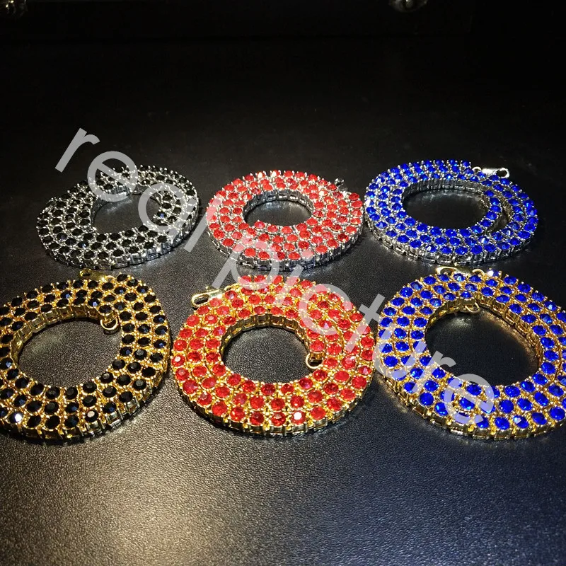 Мужское ожерелье KING BLING со льдом синего/Красного/черного цвета стразы 1 ряд