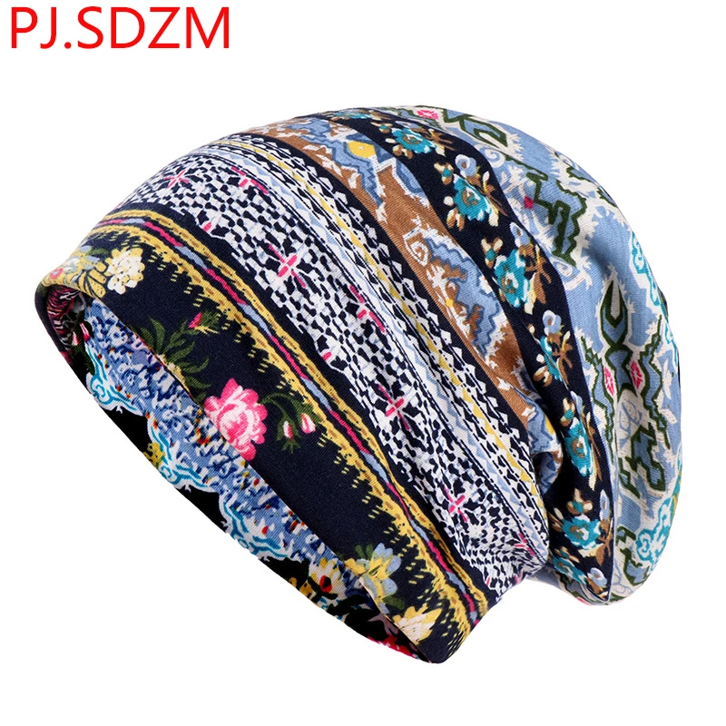 

Корейский Новый тонкий головной убор Дамский летний хлопок тюрбан с принтом повязки на голову головной убор эластичный банданы Модные мужс...
