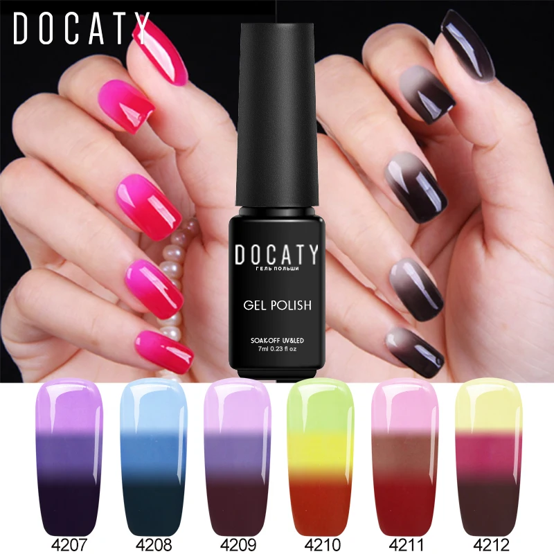 Гель лаки Docaty 7 мл изменяющие температуру гибридный УФ гель для ногтей