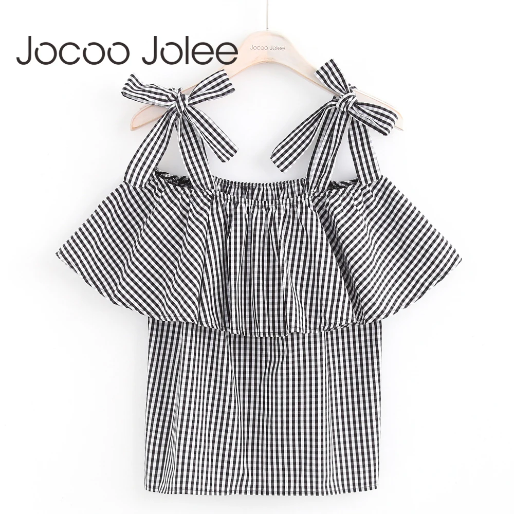 Топ Jocoo Jolee Женский на шнуровке пикантный топ с открытыми плечами и оборками