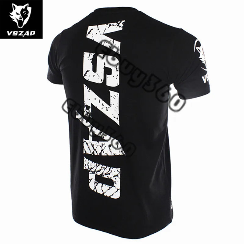 Vszap Wolf Head Short Sleeve Sports Shirt for Boxing MMA muay thai Kick boxing camisetas mma Jerseys Jersey Q |