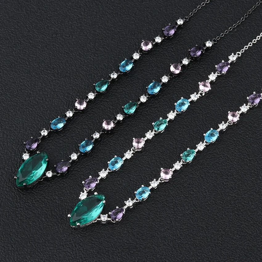 Черный/серебристый цвет ААА CZ циркония кристалл панк ожерелье для женщин