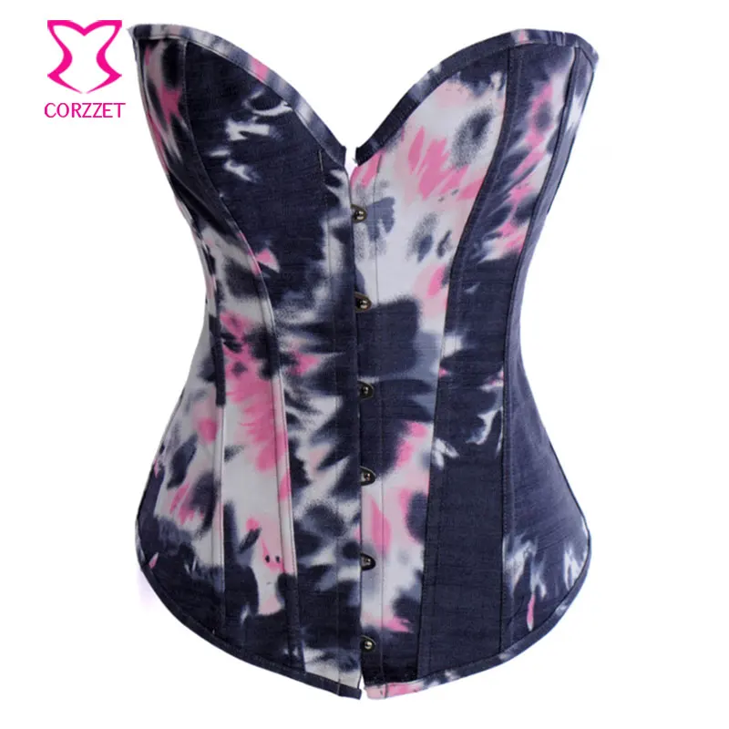 Женская винтажная юбка и Джинсовый корсет утягивающий со стальными косточками