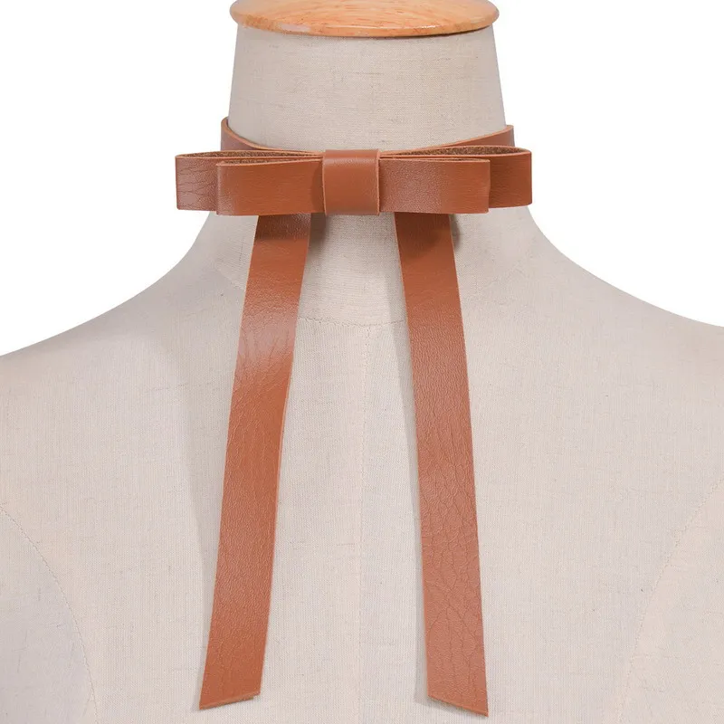 Elessical Personalized Punk Style Chokers Necklaces Multicolor PU Leather Bow Tie Choker Collar Woman Simple Jewelry Accessories | Украшения