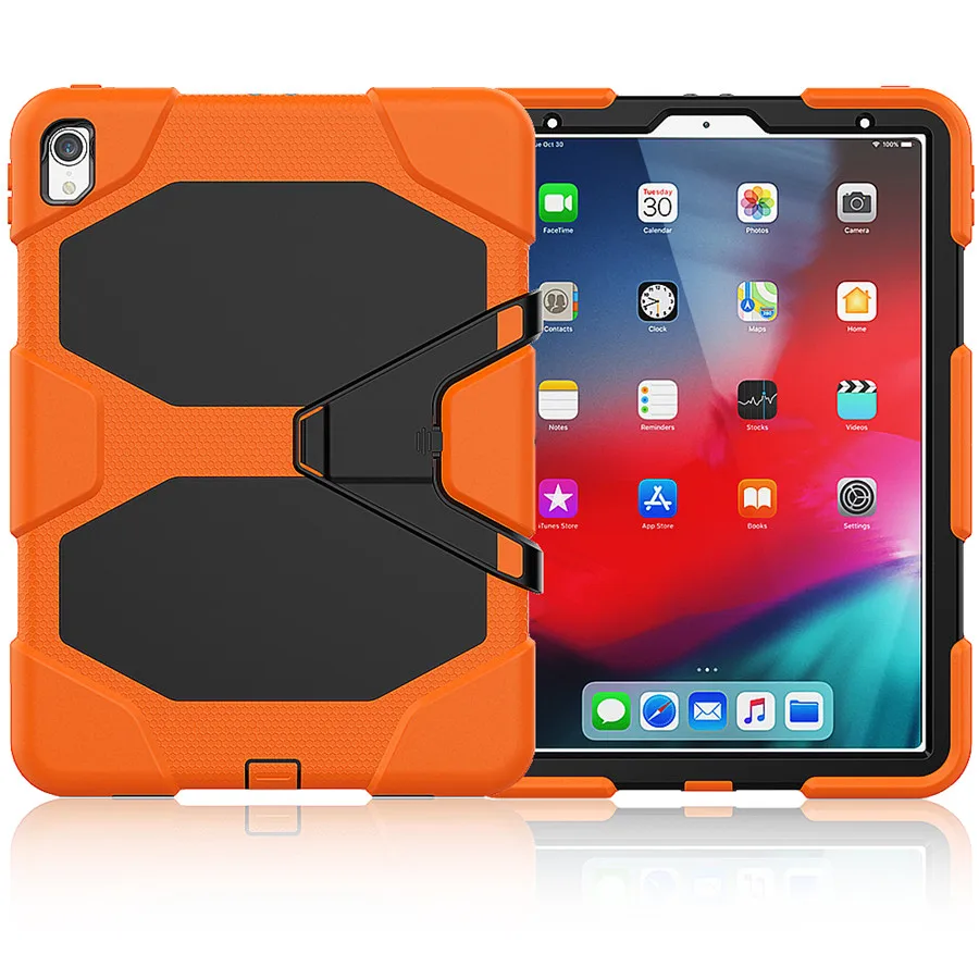 Оранжевый Для iPad Pro 11, чехол Funda, модель A80, для детей, кожа, военный, сверхпрочный, силиконовый+ PC, прочный Чехол-подставка для нового iPad Pro, 11 дюймов - Цвет: Оранжевый