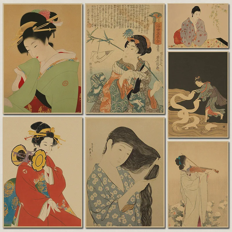 Японский стиль Ukiyoe B/крафт бумага/плакат для бара/Ретро плакат/декоративная