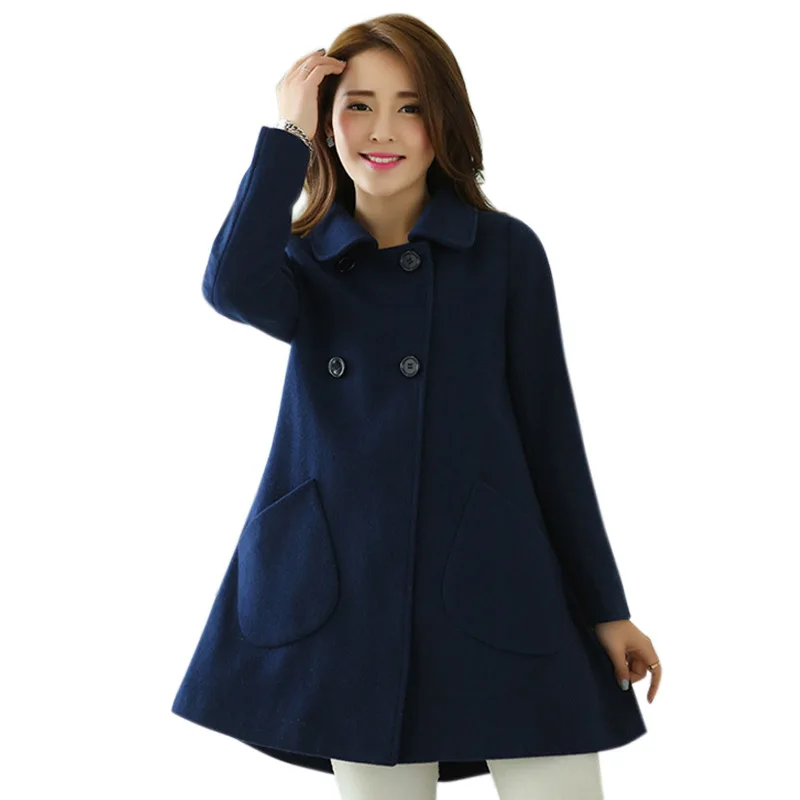 Women Autumn Coat Double Breasted Wool Peacoat Turn-down Collar Female Jacket FDC99 | Женская одежда