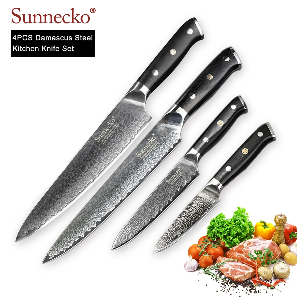 Набор кухонных ножей SUNNECKO 4 шт. нож шеф-повара для очистки овощей японский VG10