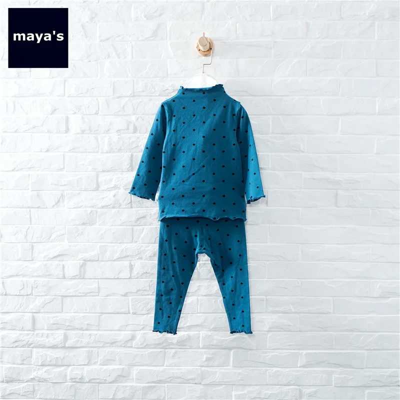Mayas/модные хлопковые мягкие осенние пижамы для девочек полосатая Детская