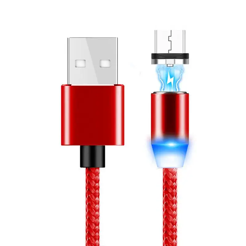 Магнитный светодиодный Магнит Micro USB зарядный кабель для iPhone Android type-C Магнитный кабель зарядный провод мобильный телефон Быстрая зарядка шнур - Тип штекера: red