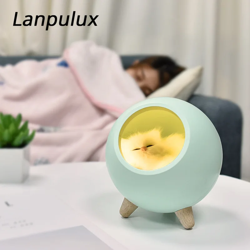 Lanpulux ночное освещение для сна с кошкой зарядка через USB гнездо дизайн