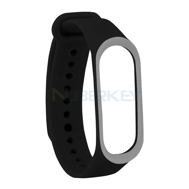 Black gray Цветной браслет mi Band 3 4, силиконовый ремешок, двойной цвет, сменный ремешок для часов для оригинальной Xiaomi mi, ремешок 3 4 - Цвет: Black gray