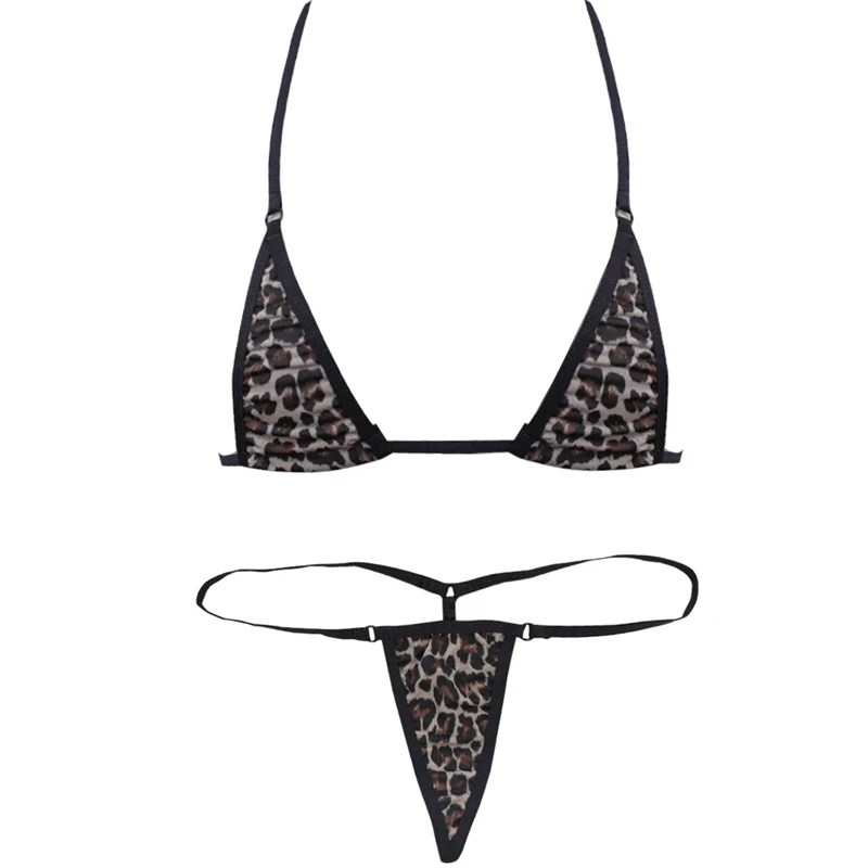 Leopard Print Высококачественный сексуальный микро мини-бикини, Женский эротический прозрачный купальник, купальный костюм, Крошечные стринги, бикини, пляжная одежда - Цвет: Leopard Print