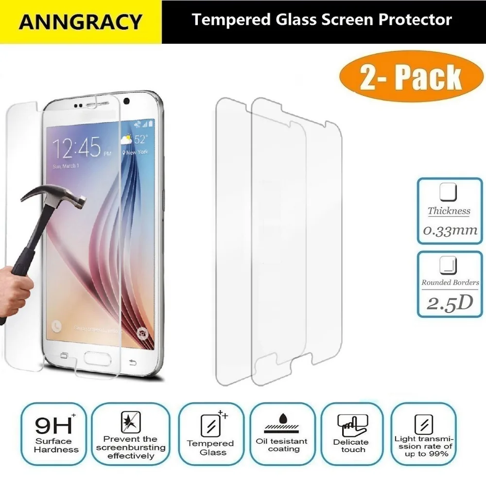[2-Pack] ANNGRACY Закаленное Стекло Фильм Гвардии Протектор Экрана Для Samsung Galaxy A3/A5/A7 2017 A3