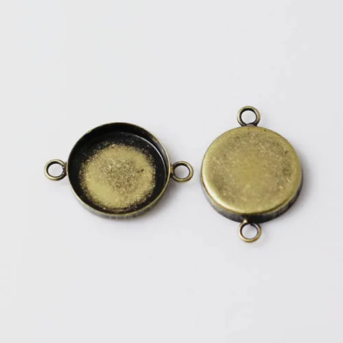 Пустой круглый глубокий ободок лоток с 2 петлями соединители браслета основы