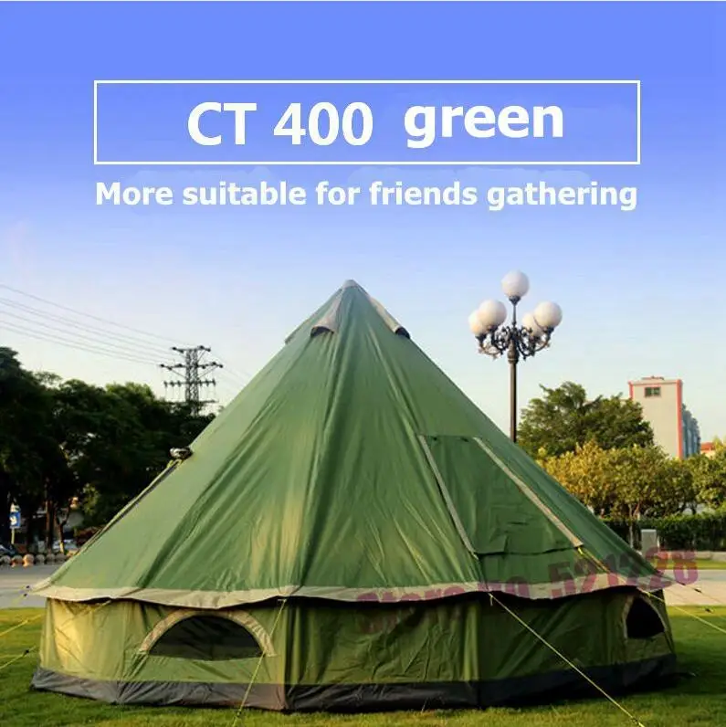 Огромный семейный солнцезащитный тент для 5, 6, 8 человек, Mongolia Glamming Yurt, тент для путешествий, пеших прогулок, пляжный тент для отдыха на природе - Цвет: Армейский зеленый