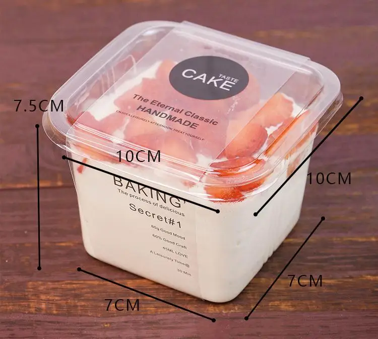 box and surrounding Прозрачная коробка для торта, Прозрачный квадратный мусс, пластиковые коробки с крышкой для кексов, йогурт, пудинг, товары для свадебной вечеринки, 300 комплектов SN2409 - Цвет: box and surrounding