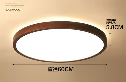 Round DIA 60CM Скандинавский светодиодный деревянные потолочные светильники в квадратной форме осветительные светильники Орех Деревянный потолочный светильник - Цвет корпуса: Round DIA 60CM