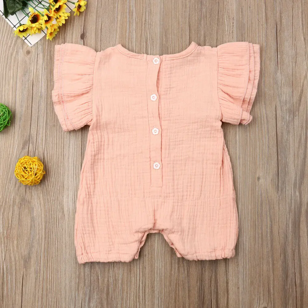 Для новорожденных для маленьких девочек короткий комбинезон с оборками из