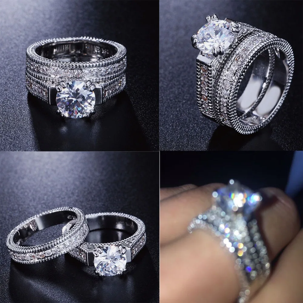 Кольцо из стерлингового серебра 925 наборы для ухода за кожей с полный белый