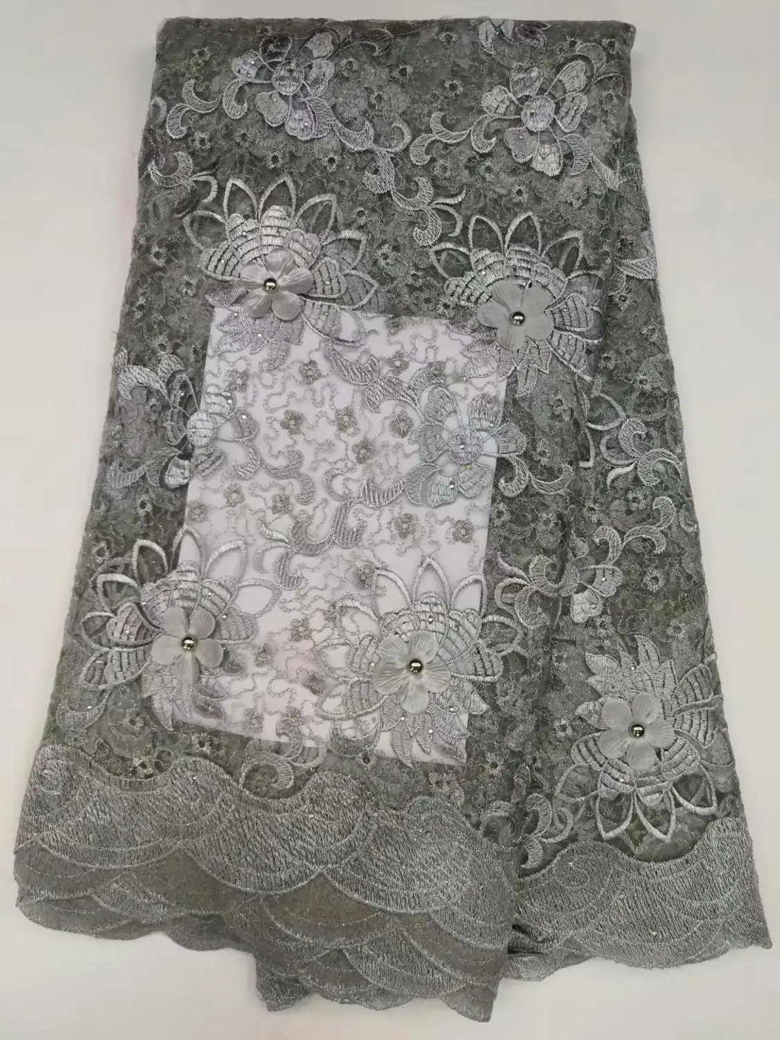 African lace fabric quality 2019 French 3-D Nigerian gauze embroidery on the rock side of Dubai | Дом и сад
