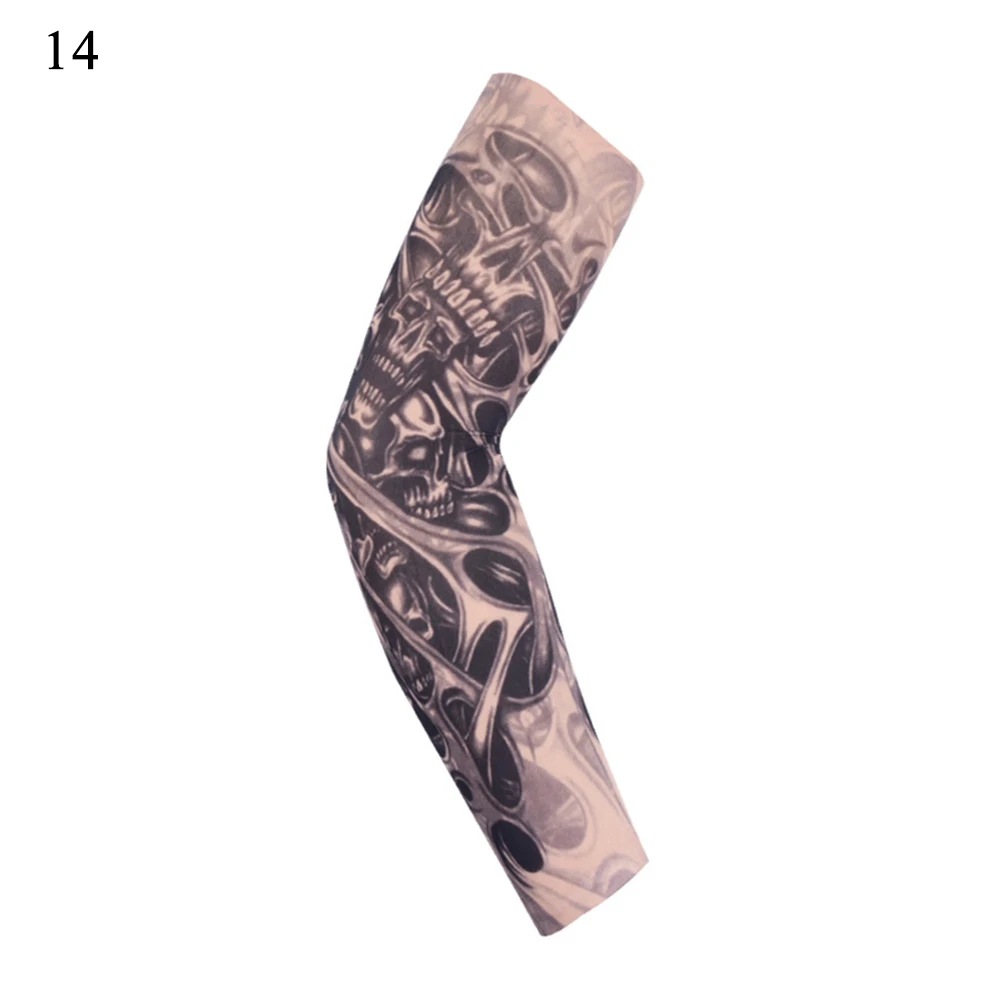 14 1PC Outdoor Cycling Tattoo sleeve 3D Tattoo Printed Arm Warmer UV Protection Bike Bicycle Sleeves Arm Protection Ridding Sleeves - Цвет: 14