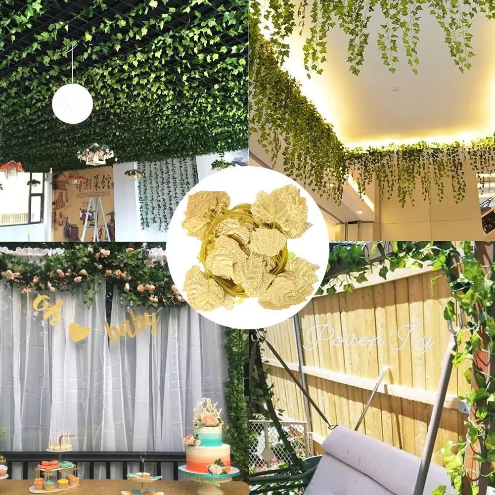 Artificial Silk Ivy Grape Garland Vine Fake Hanging Plant Leaves Greenery Wedding Party Garlands Wall Decoration - 12Pcs/Set As | Дом и сад
