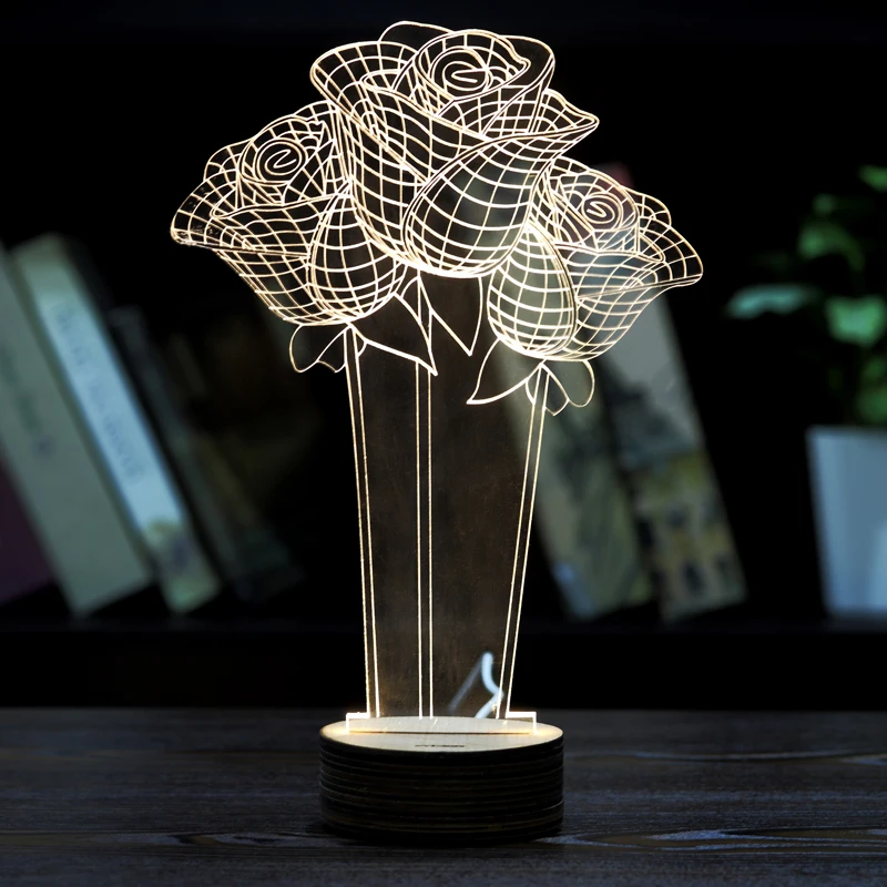 ПРИВЕЛО стол night light 3D настольная лампа USB данных Акриловые спальня деревянное