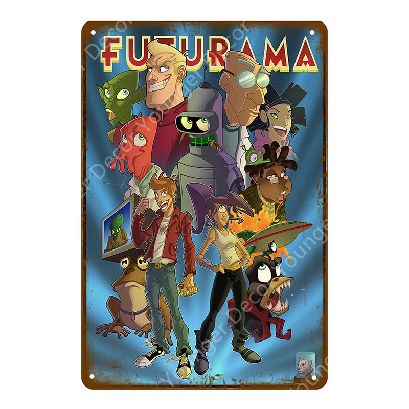 YD6278F Американский комикс ТВ серия Futurama металлические вывески настенные стикеры декор комнаты винтажная живопись декоративная табличка Ретро мультфильм плакат - Цвет: YD6278F