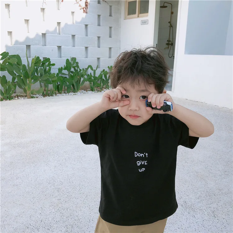 Летние футболки с короткими рукавами и буквенным принтом для маленьких