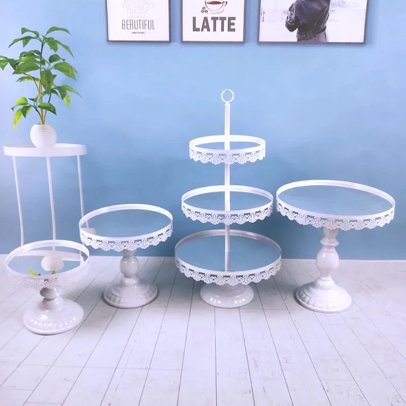 4pcs Белый 1-7 шт красивый поднос 3 яруса десерт из кекса Дисплей украшения Инструменты свадебный кристалл зеркало торт стенд набор - Цвет: 4pcs