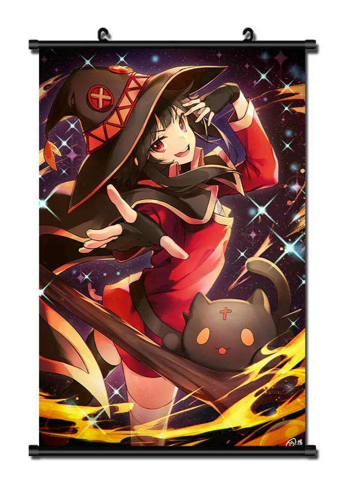 Японское аниме KonoSuba Megumin домашний Декор настенный Свиток Плакат 40x60 см Прямая поставка торговля живопись на холсте, мультфильмы