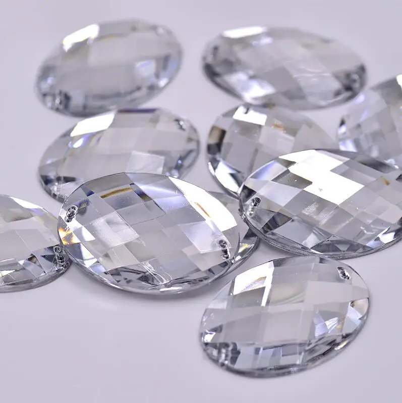 Clear JUNAO 30x40 мм Большой Размеры Швейные Хрустальные AB Стразы аппликация акриловые нашивки камни овальной формы большой стрейч-планка камней ремесел - Цвет: Clear