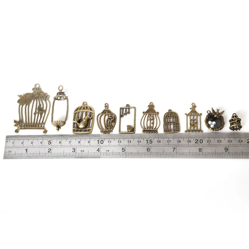 Оптовая продажа подвеска в виде клетки птицы винтажные подвески Смешанная
