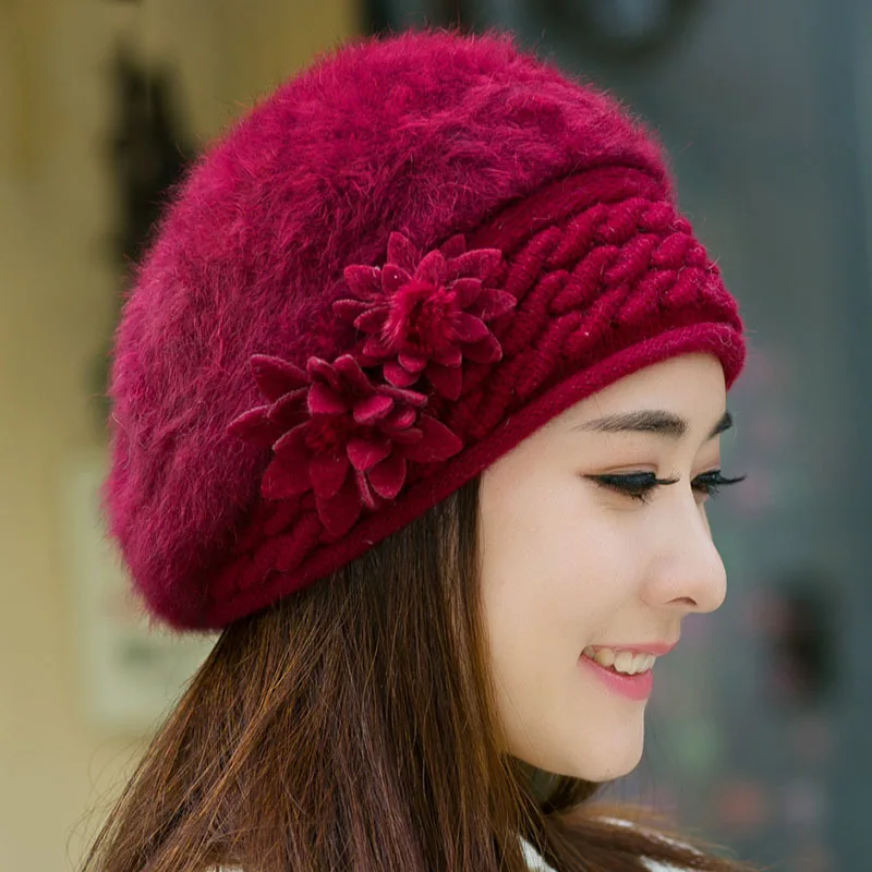 2018 новые брендовые зимние Рождественские теплые шапки для женщин берет кроличья