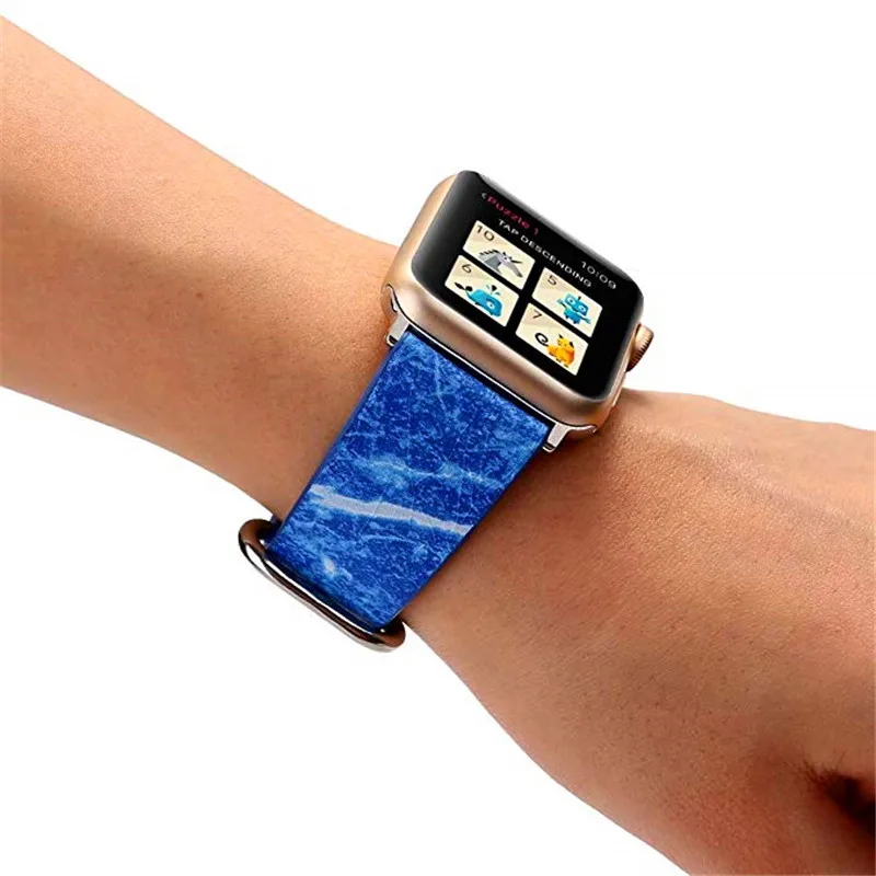 Ремешок для часов из искусственной кожи Apple Watch 4 44 мм 40 с печатным мраморным
