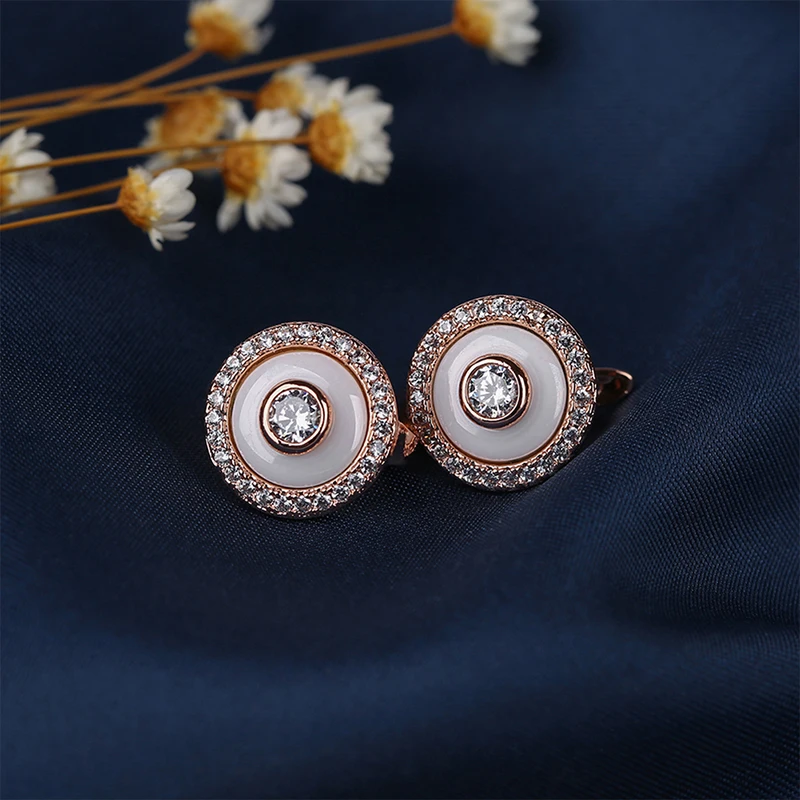 Набор украшений с кристаллами для женщин 2018 розовое золото черные