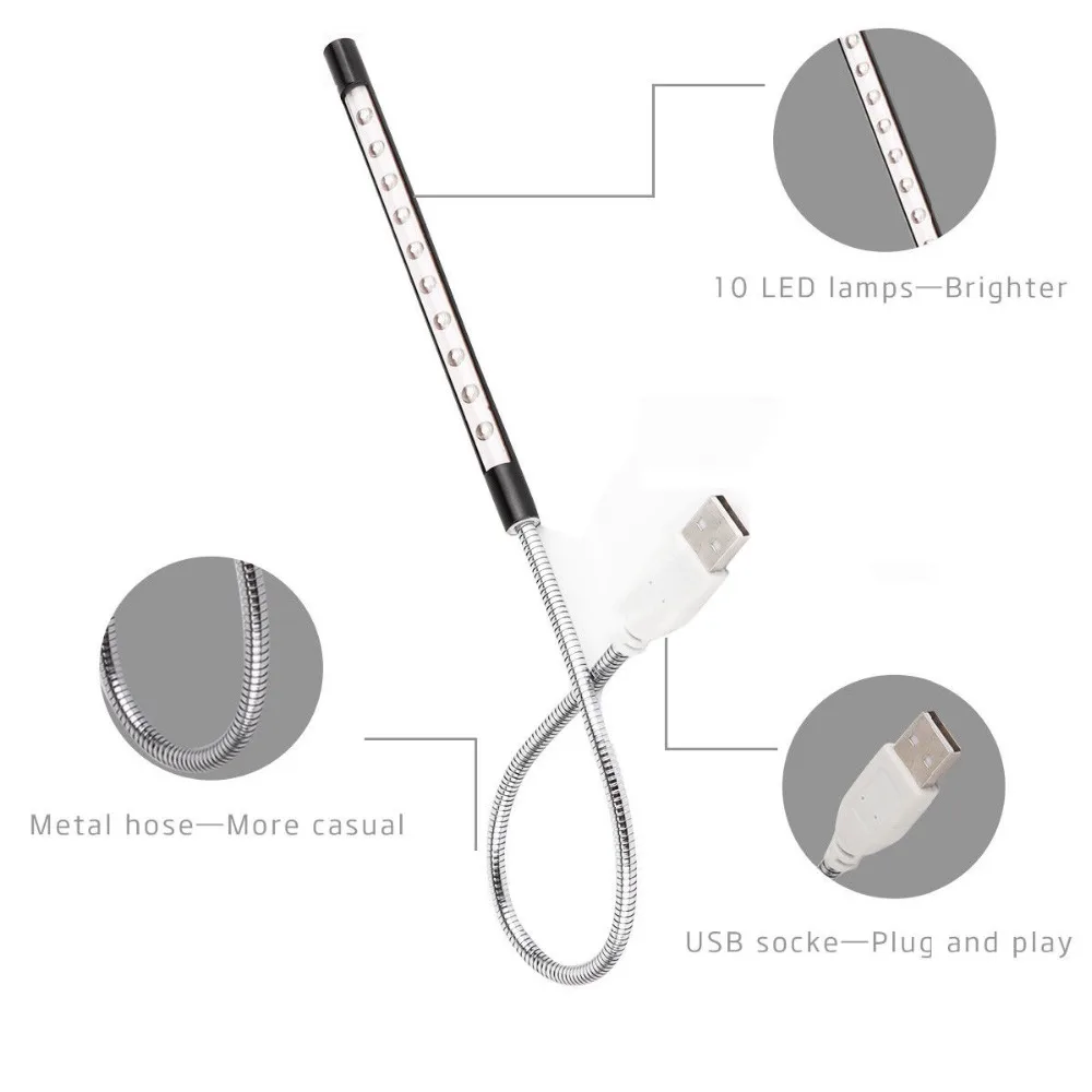 Светодио дный светодиодные USB лампы для книг DC 5 В в 2835 SMD портативный 33 см трубка