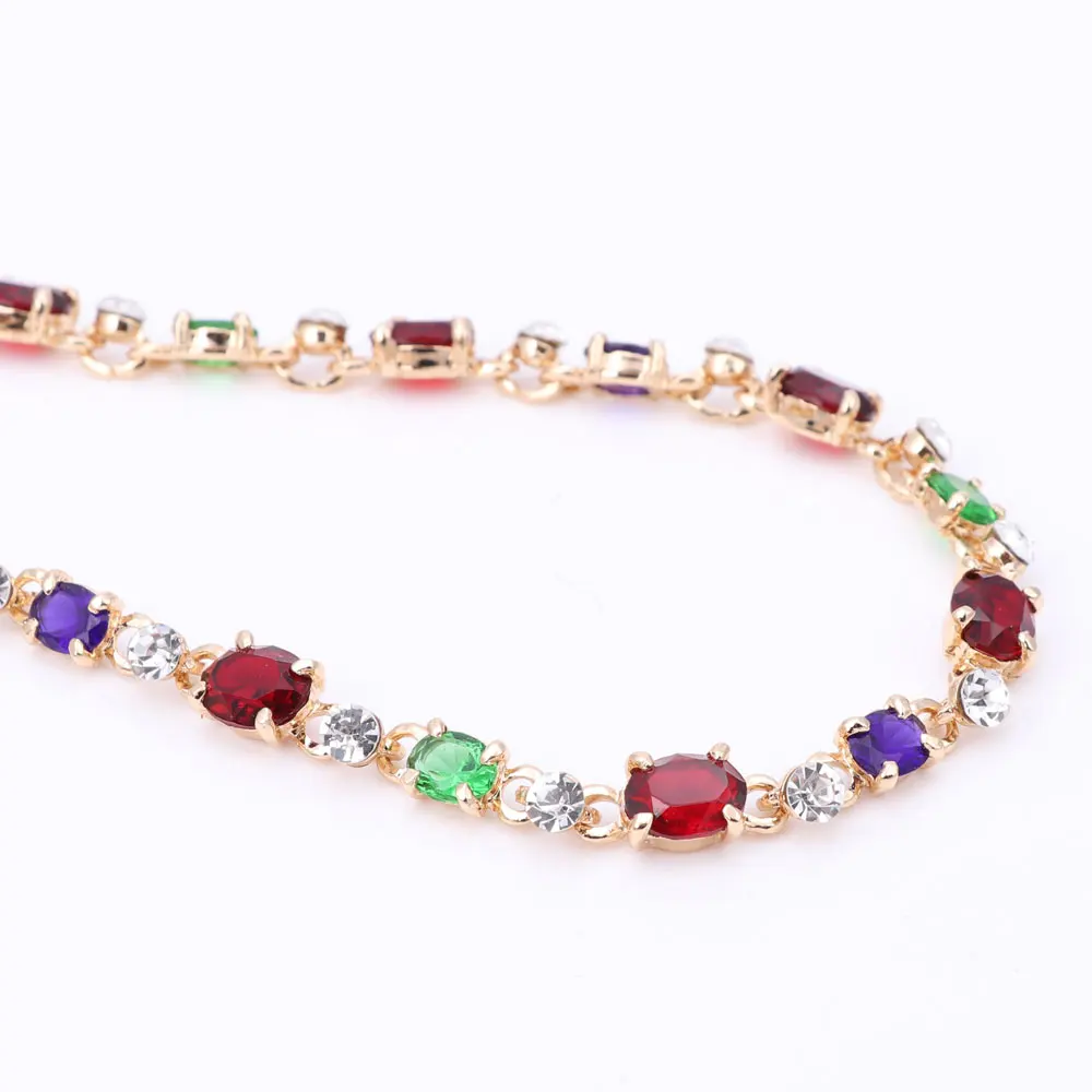 Горячая продажа Дубай цветной Кристалл Стразы ожерелье наборы мода золотой цвет