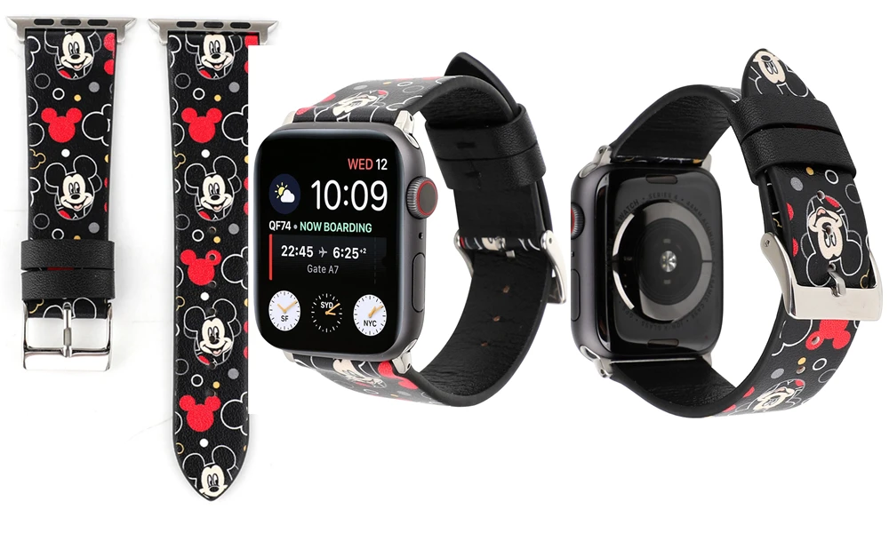 Ремешок для iwatch Apple Watch Series 1234 44 мм 40 мм 38 мм 42 мм Микки Маус Минни мультфильм ремешки для часов