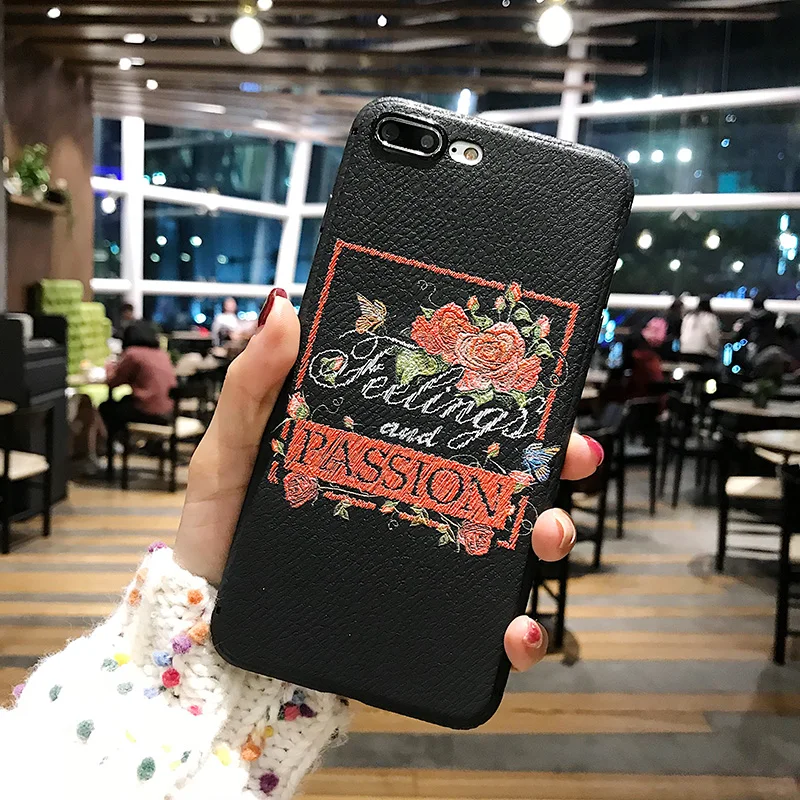 Originality flower Soft cover TPU case For iPhone x 5 6 7 8 plus Nice phone cases oppo R9 R9s R11 R11s Embroidery craft |