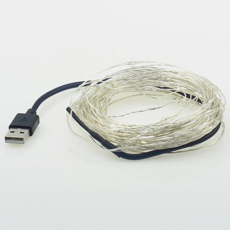 5 м 10 USB медная проволока водонепроницаемая светодиодная гирлянда для