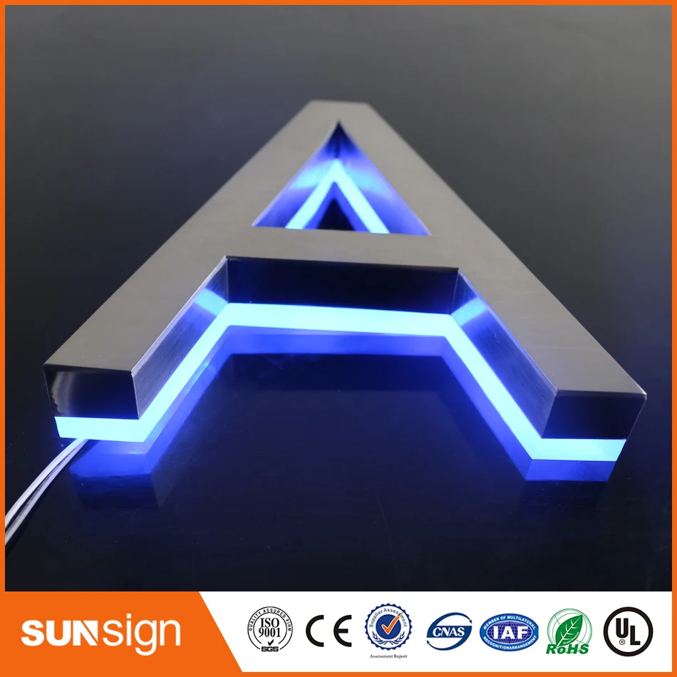 H25cm one letter Backlit stainless steel Signage for Advertising 3D illuminated shop front LED letters signs